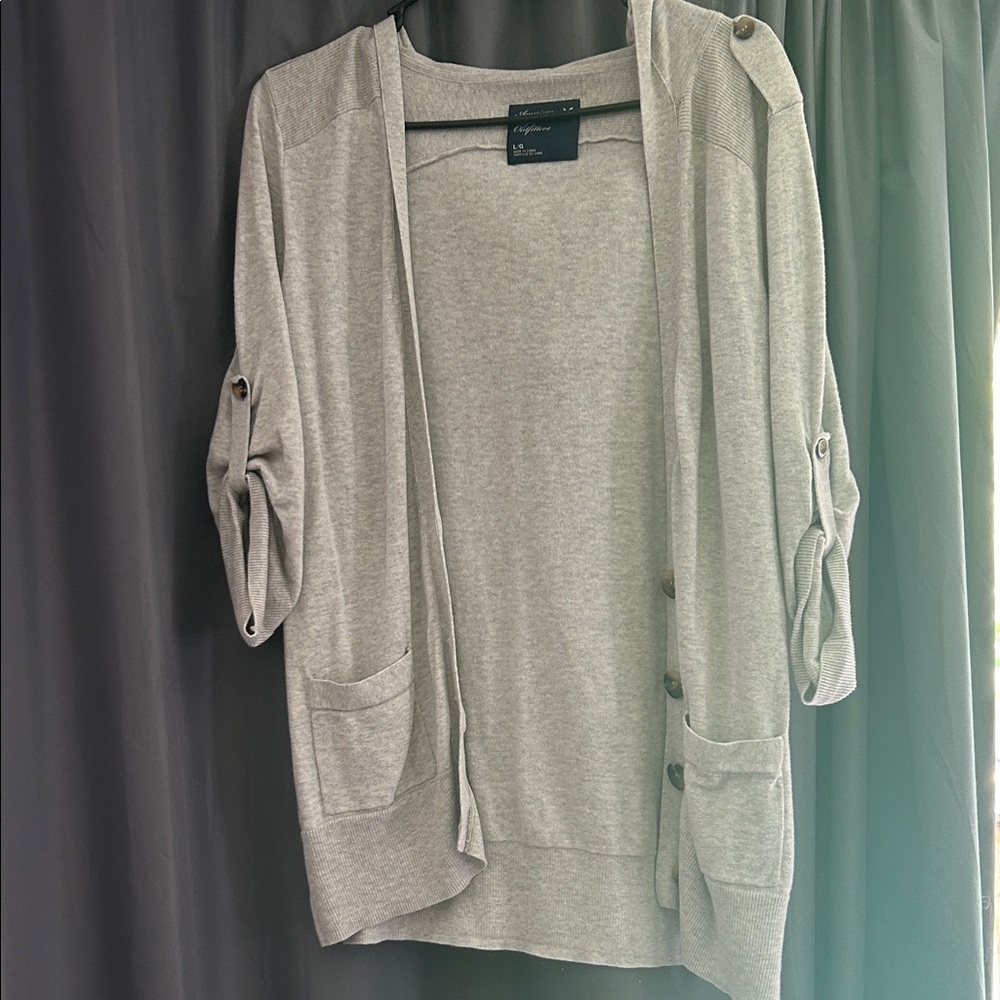 American Eagle Heather Gray Women's Cardigan